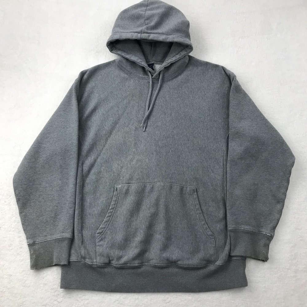 Vintage Y2K GAP Hoodie Sweatshirt Men M Gray Grunge Distressed Skate Fray Bleach